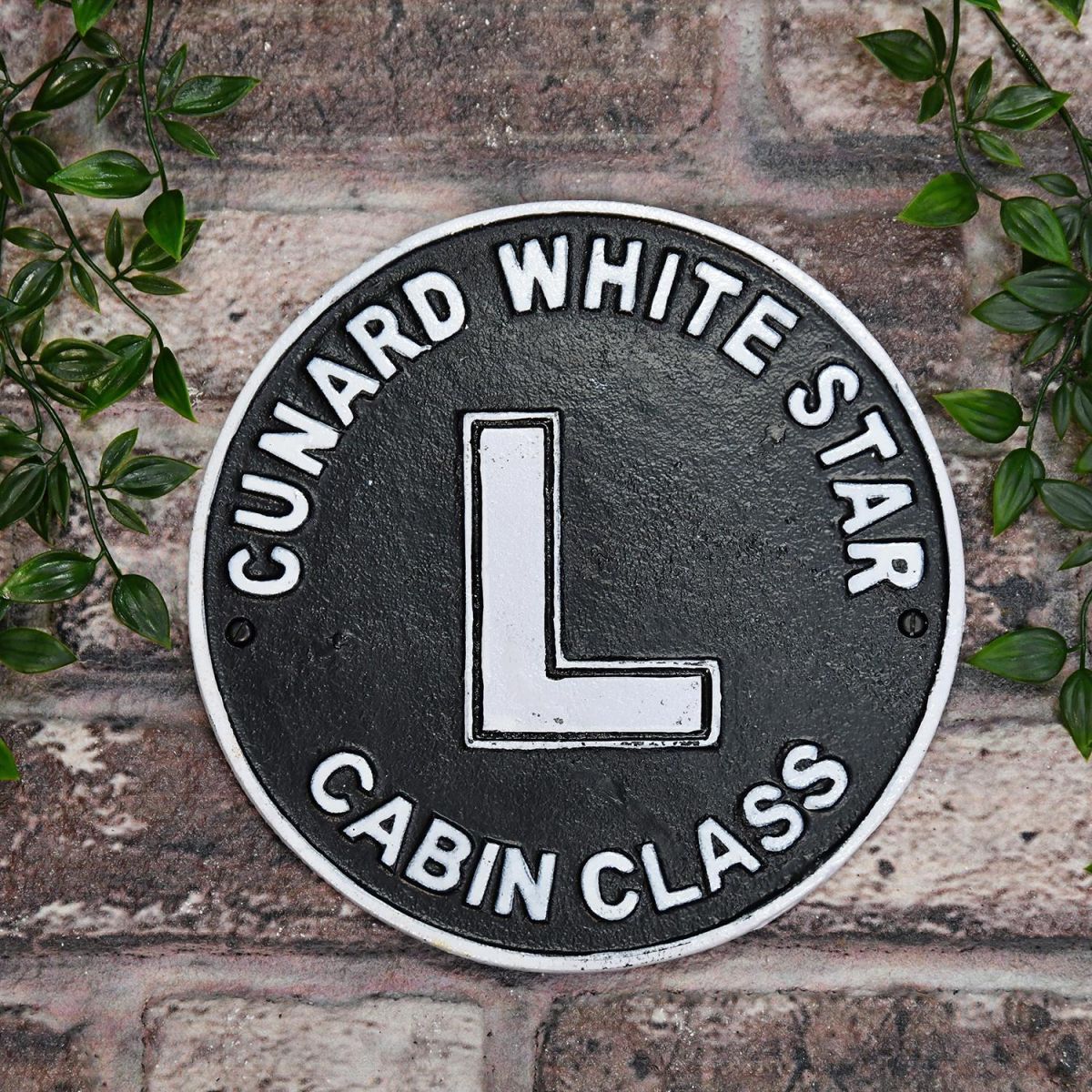 "Cunard White Star" Shipping Line Cast Iron Reproduction Sign in Situ Outdoors
