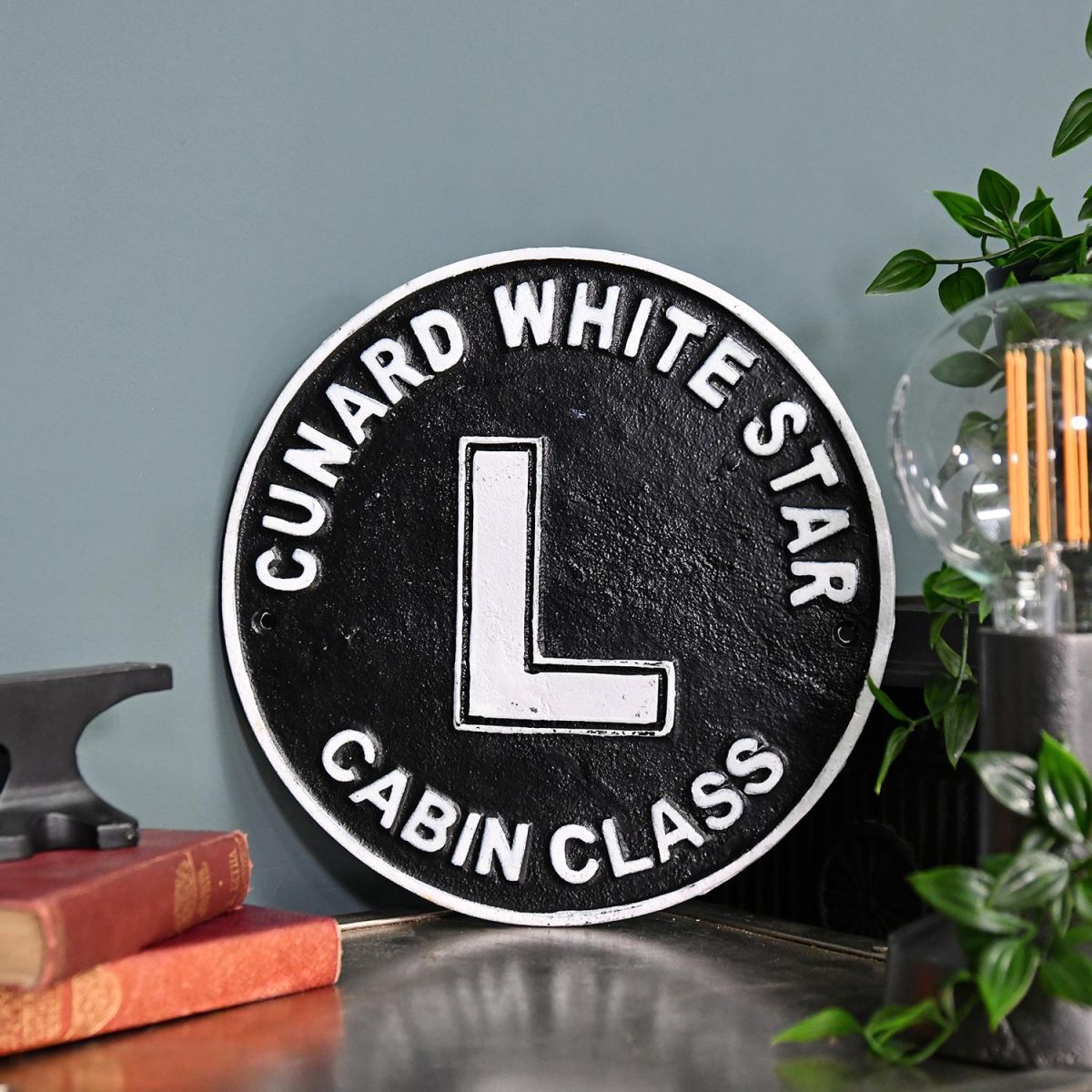 "Cunard White Star" Shipping Line Cast Iron Reproduction Sign in Situ