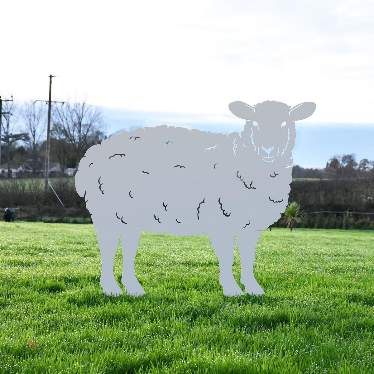 Curly Sheep Silhouette in Silver 