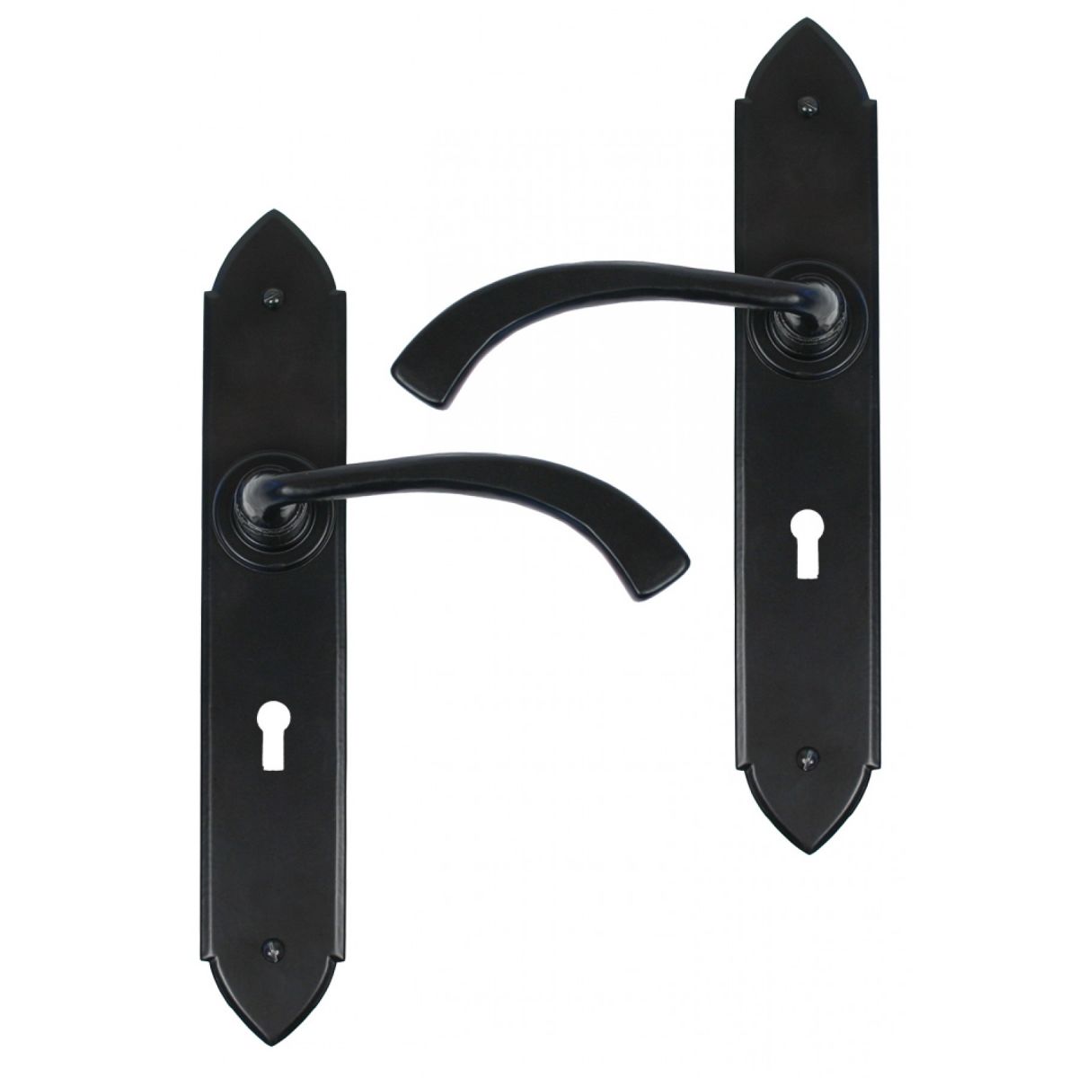 "Verona" Curved Black Medieval Lever Handle with Key Hole