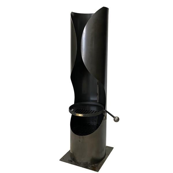 Side View of the Chimenea With Swing Arm Grill