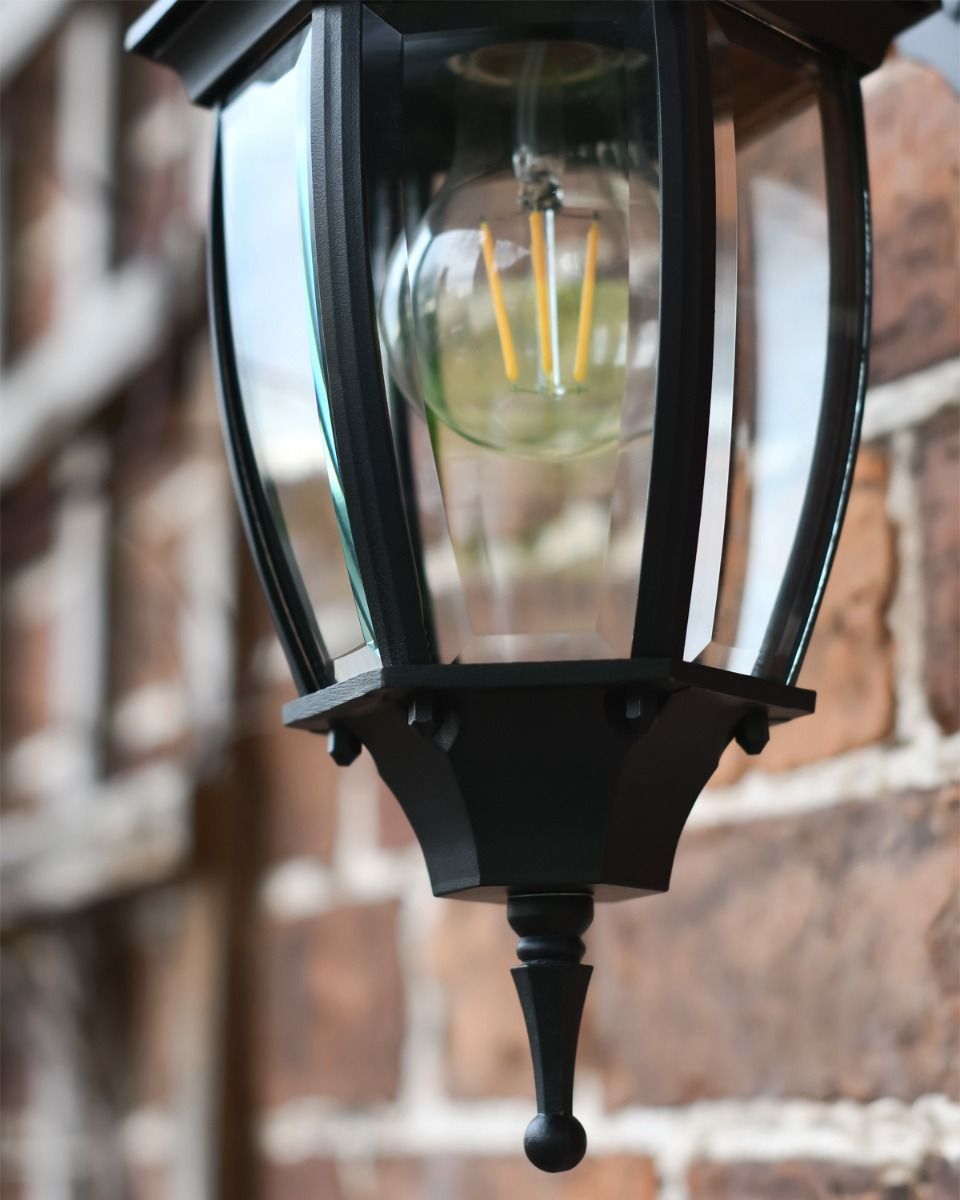 Firstchoicelighting Set Of 2 Black Outdoor Post Lights – 6-Sided Lantern, IP44, Warm White