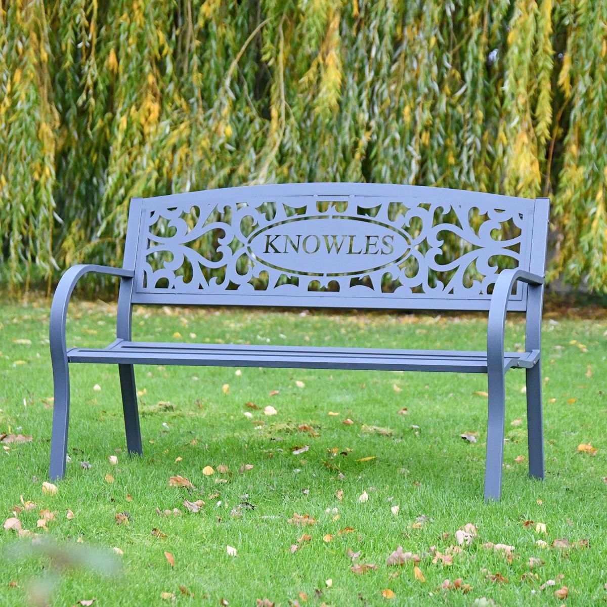 Family Name Iron Bench in Situ 
