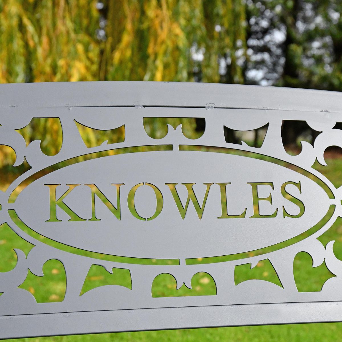 Family Name Iron Bench with the Name "Knowles"