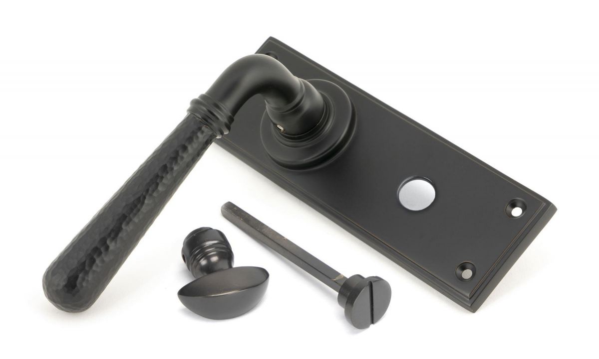 Hammered Aged Bronze Lever Bathroom Door Handle & Thumblatch Hammered Aged Bronze Lever Bathroom Door Handle & Thumblatch