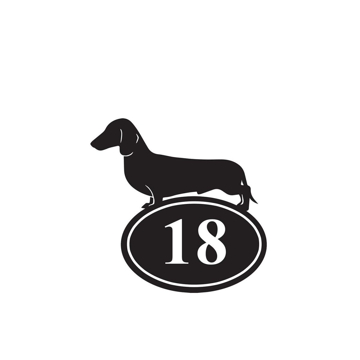 Dachshund Iron House Number Sign Finished in Black