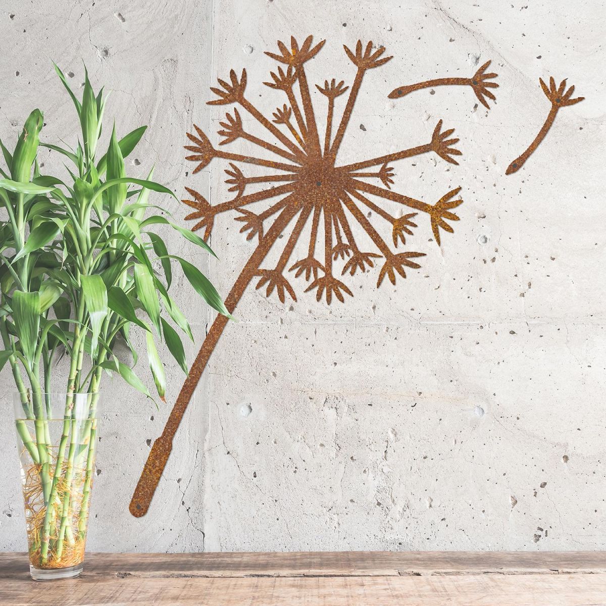 Dandelion Wall Art in Situ on a Rustic Wall Dandelion Wall Art in Situ on a Rustic Wall