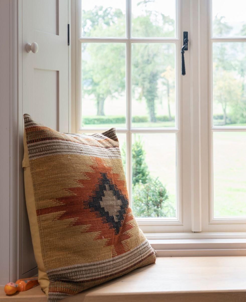 Dark Aged Copper Hammered Espag Window Handle - Left Handed on Window Dark Aged Copper Hammered Espag Window Handle - Left Handed on Window