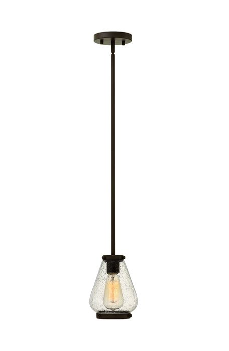 "Cronabbey" Dark Bronze Seeded Glass Bowl Hanging Light