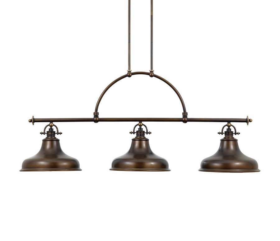 "Winchester Crown" Dark Bronze Three Light Pool Table Style Lights "Winchester Crown" Dark Bronze Three Light Pool Table Style Lights