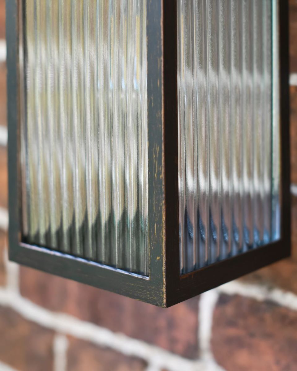 Davenport Ribbed Glass Wall Light Diffuser and Frame Close Up