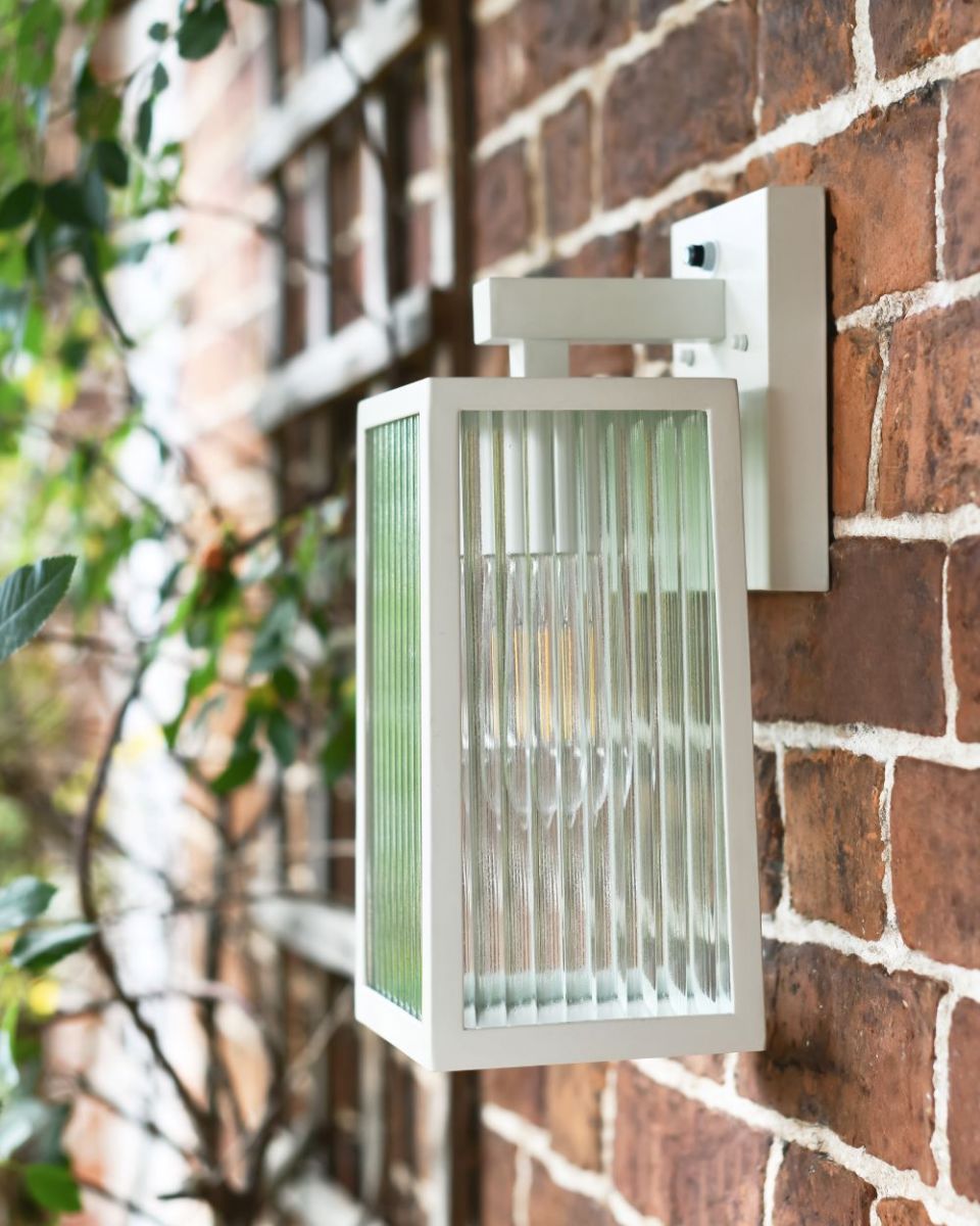 Davenport Ribbed Glass White Wall Light Side View