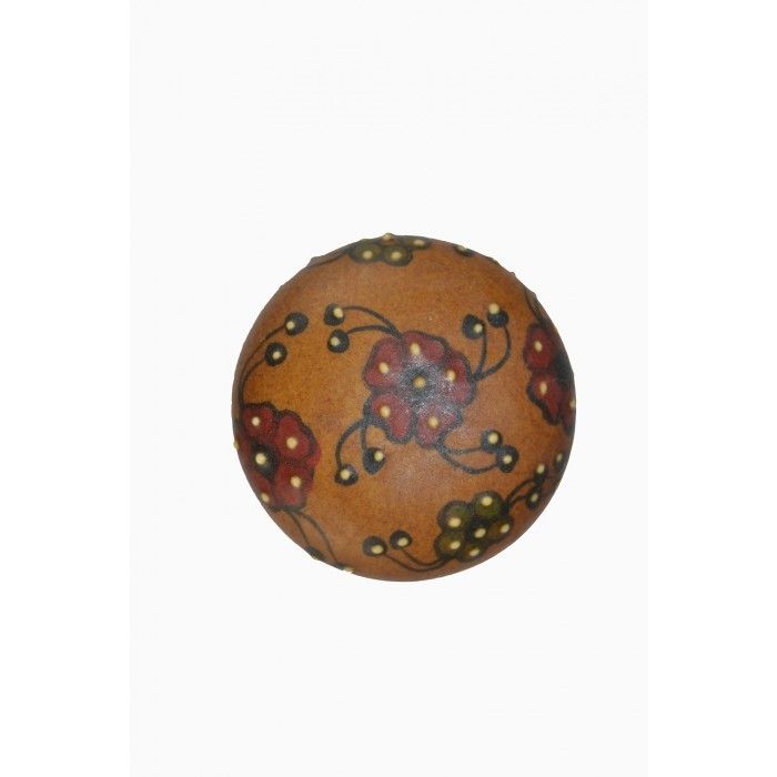 Brown and Red Flower Contemporary Bright Chrome Door Knobs