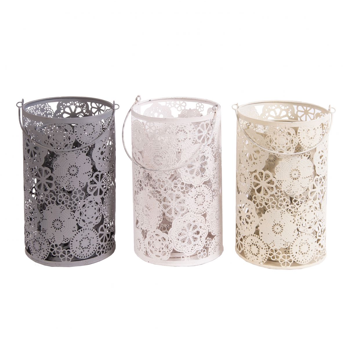 Three cylinders in Grey, White & Cream