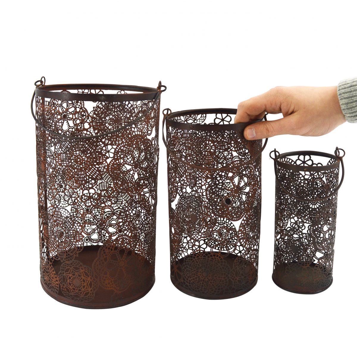 three sizes of rustic cylinder