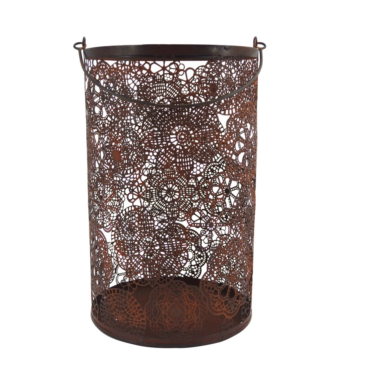 Large Rustic Candle holder with flower detail