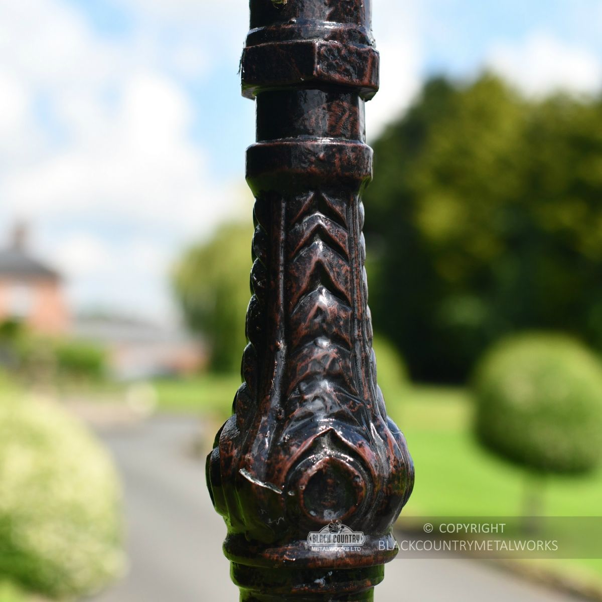 Ornate Detailing on the "Lord Regus" Antique Brown Ornate Gothic Cast Iron Lamp Post 2.5m