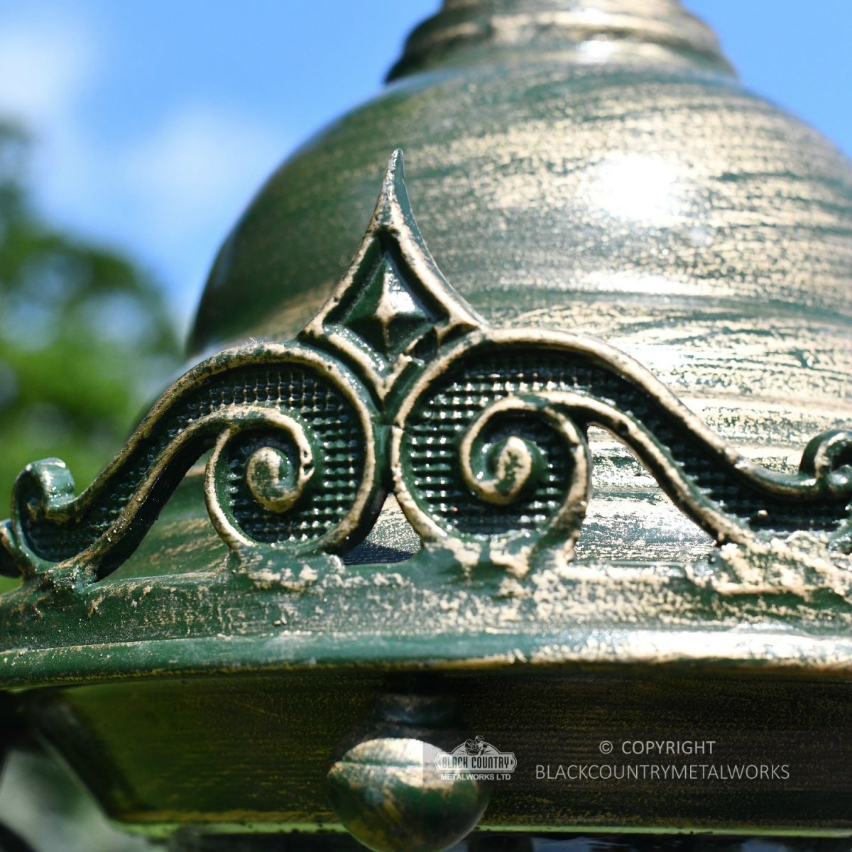 Decorative Detailing on olive green lantern