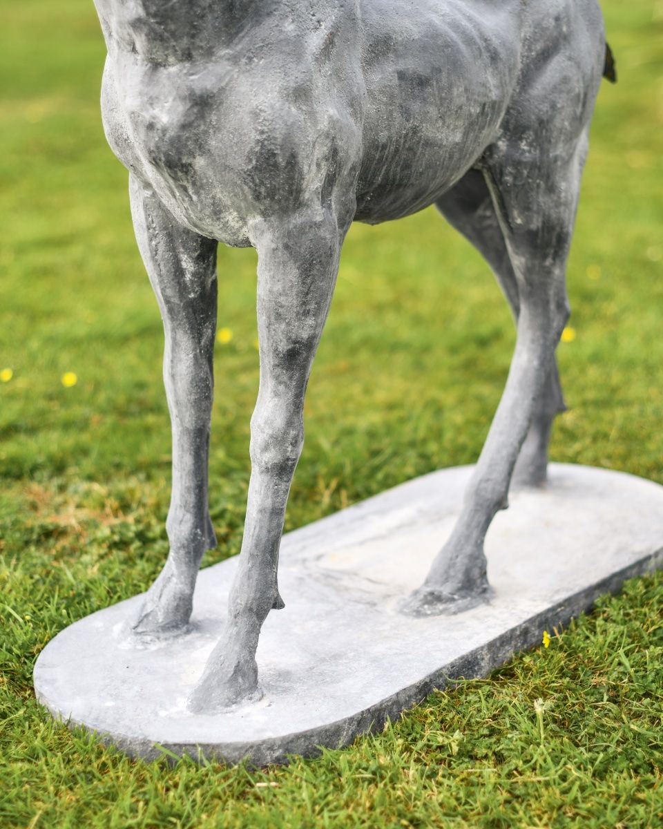 "Elkin" Lead Finished Cast Iron Stag Sculpture - Facing Left Base