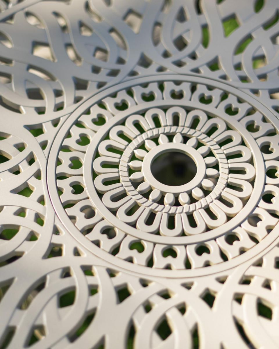 Close-Up of Pattern on Circular Table & Chair Set