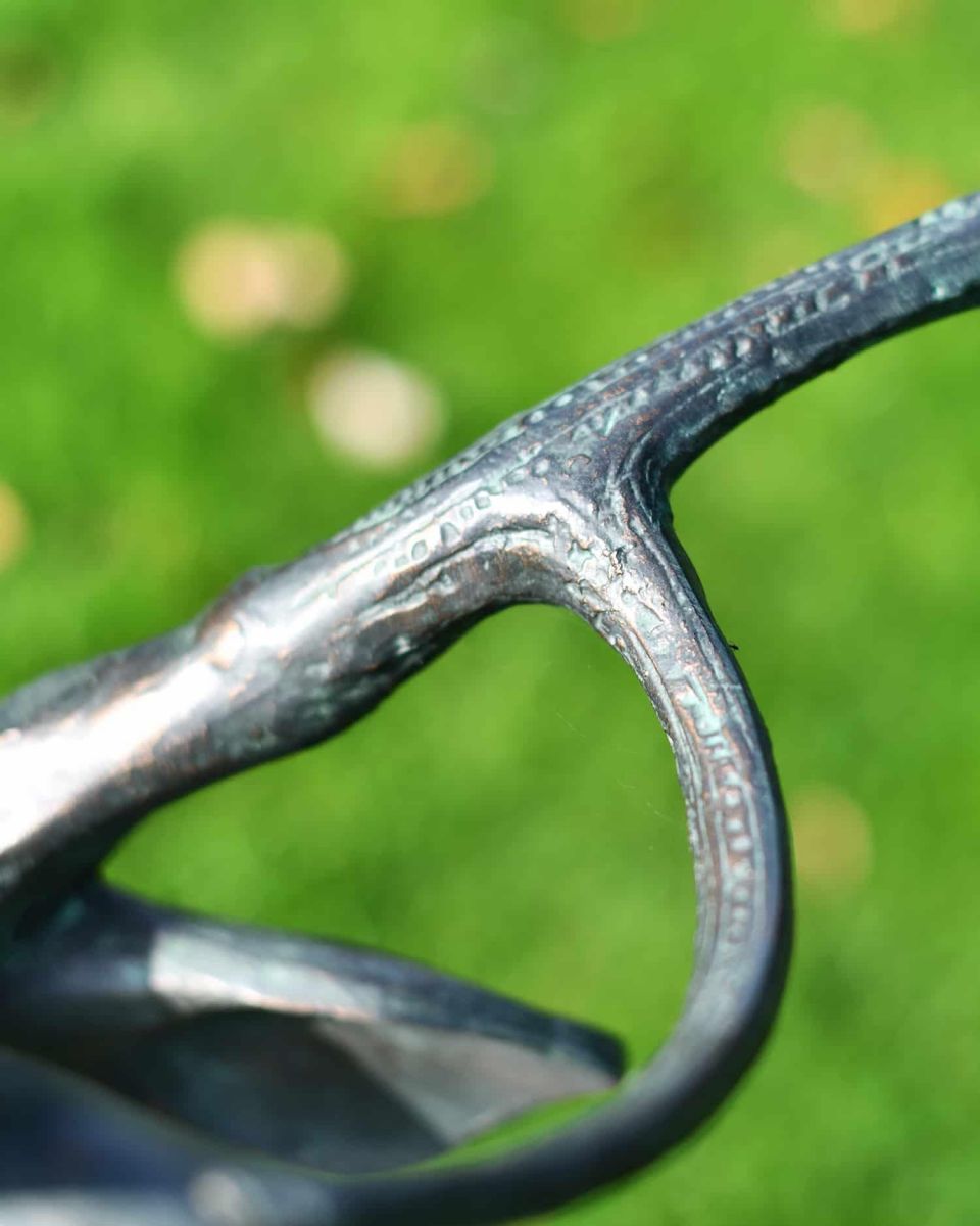 Close-Up of Antlers on Deluxe Aged Verdigris "Tribute" Buck Garden Sculpture - Looking Left