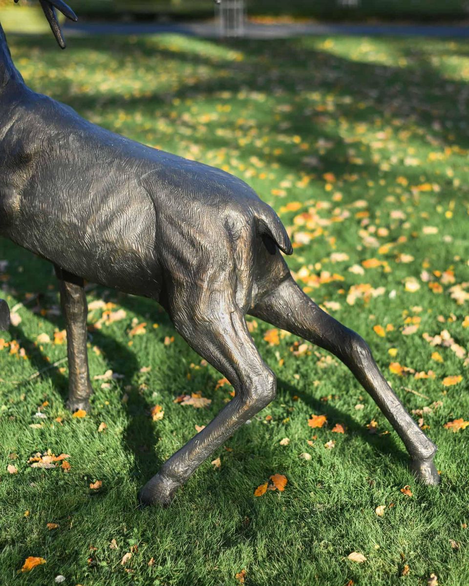 Situ Shot of Deluxe Antique Bronze "Goliath" Stag Garden Sculpture