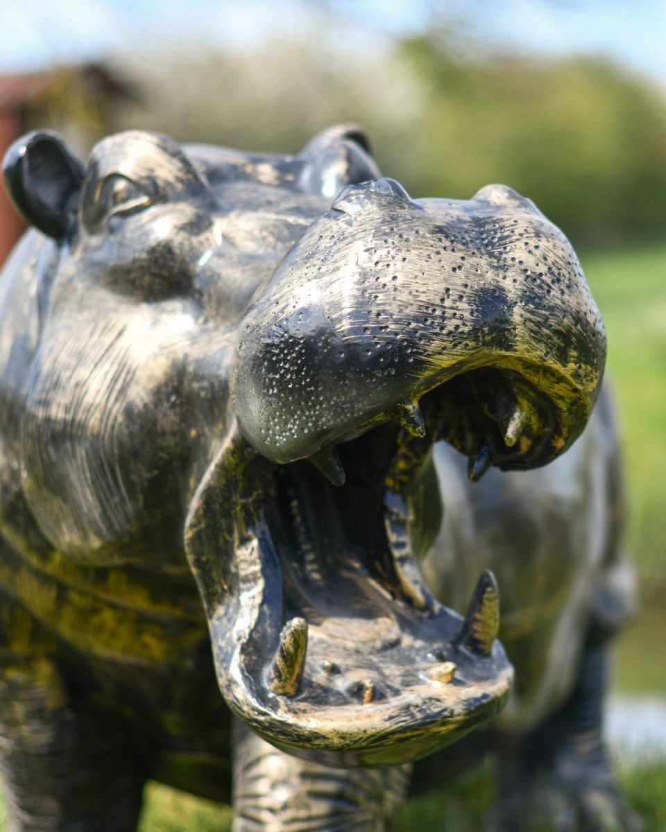 Close-Up of Hippo"s Mouth in Cast Aluminium