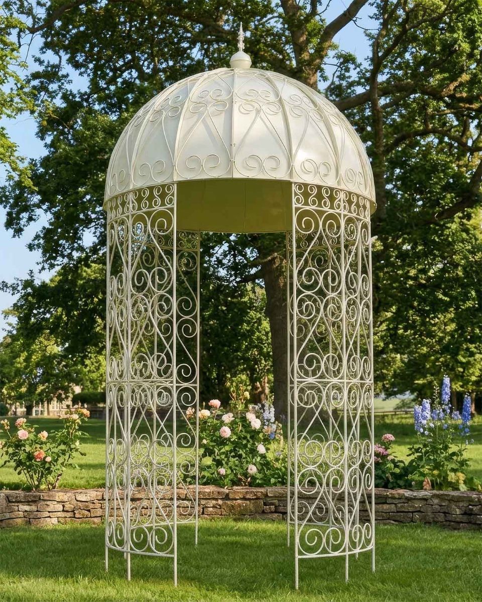 Deluxe "Lady Arundel" Wrought Iron Garden Gazebo Digital Illustration