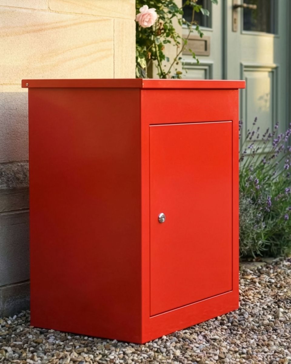Deluxe Red Bexley Free Standing Parcel Box digital illlustration