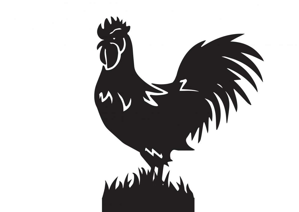 Cast Iron Rooster Weathervane Motif