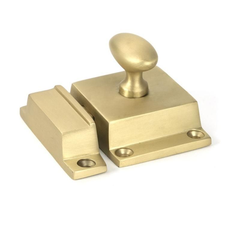 Deluxe Satin Brass Oval Cabinet Latch - 55mm x 41mm