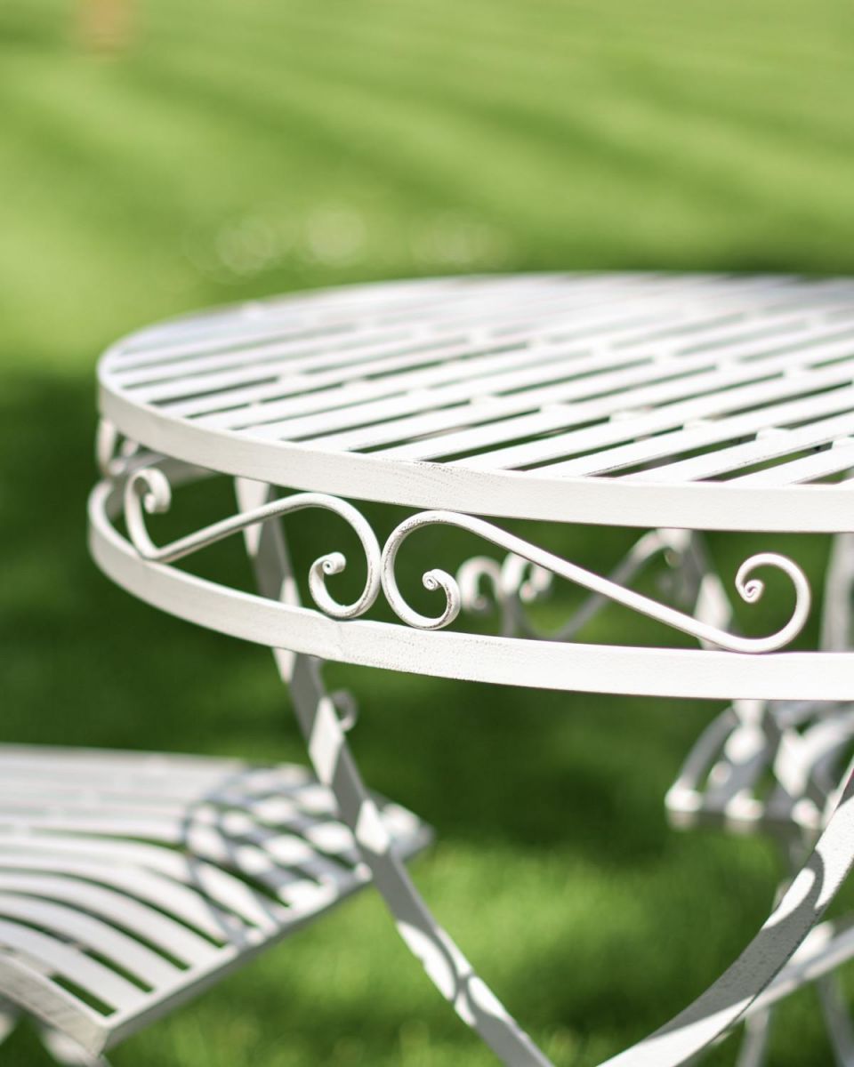 Close-Up of Table for Deluxe Scylla Classic Outdoor Two Seater Bistro Set in Antique White