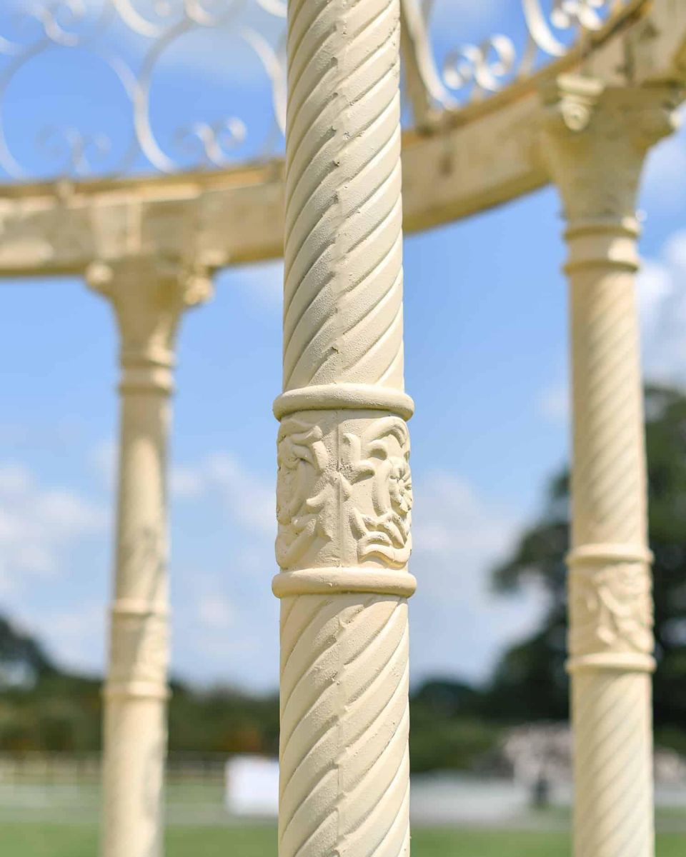 Close-Up of Column Plinth Pattern on French Cream Gazebo Close-Up of Column Plinth Pattern on French Cream Gazebo