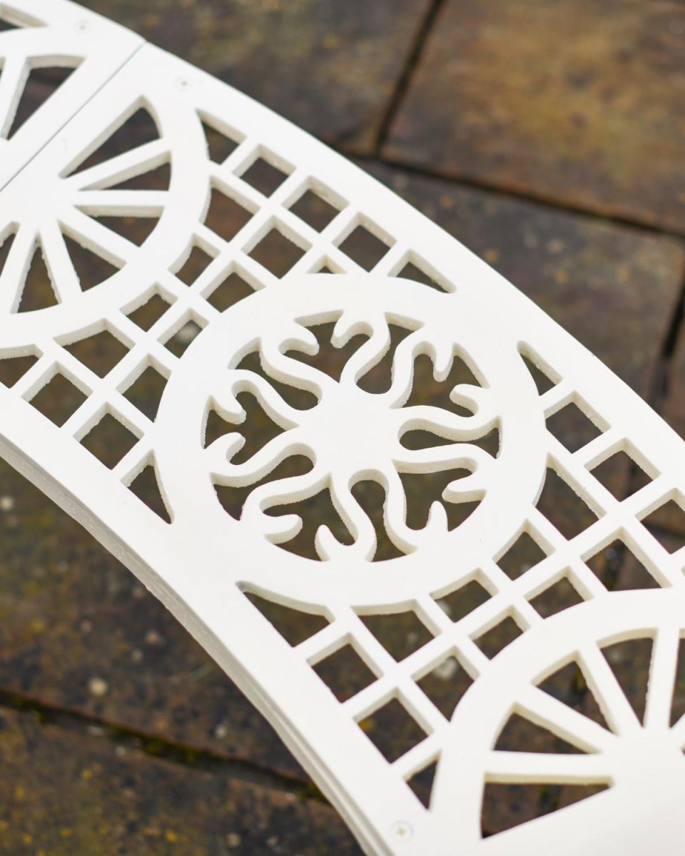 Close Up Of "Demeter"s Dwelling" Cream Gazebo Benches