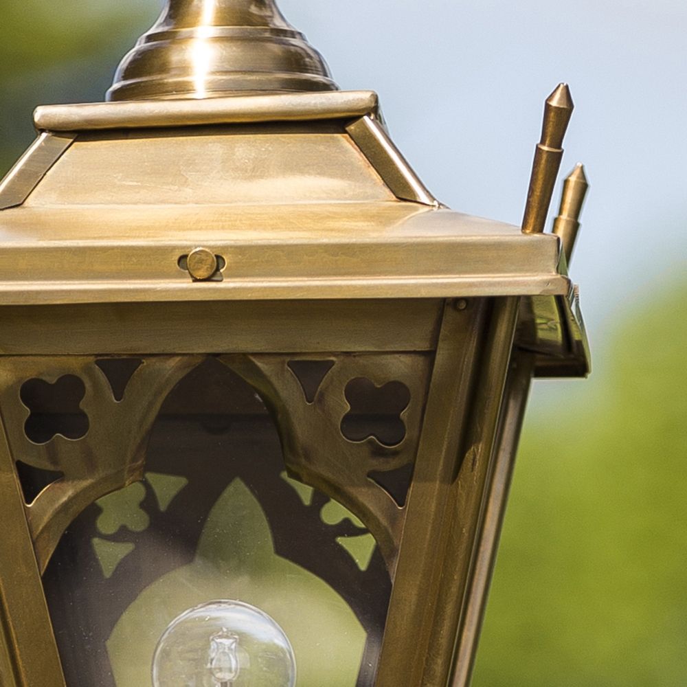 Antique Brass Gothic Lamp Post & Lantern Set 2.3m