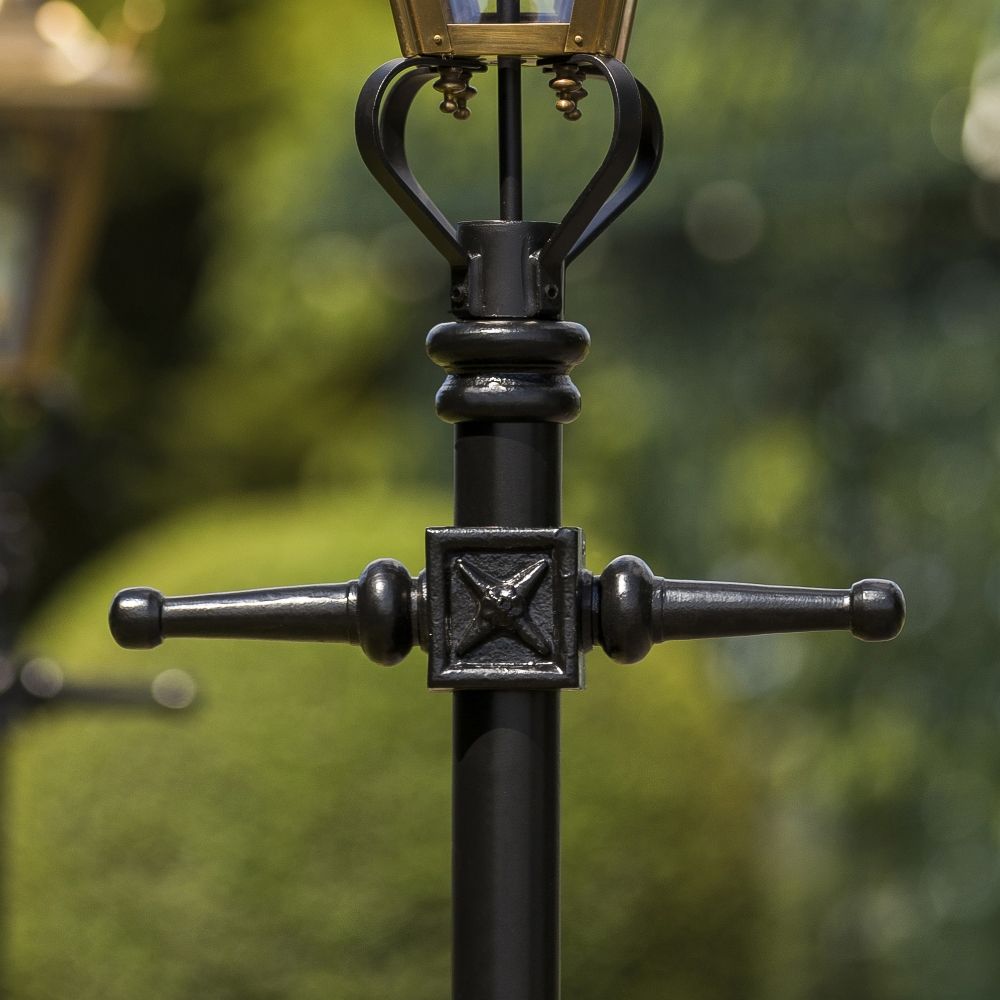 Antique Brass Gothic Lamp Post & Lantern Set 2.3m