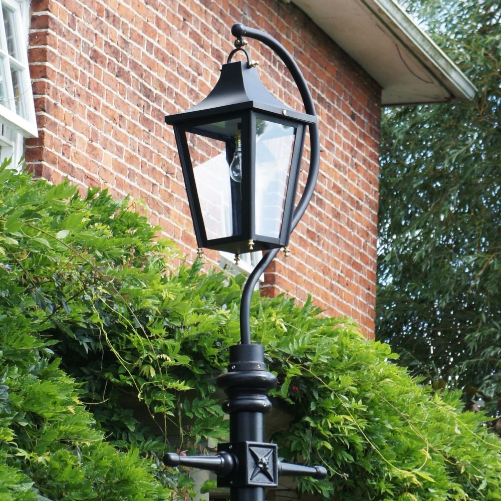 Close-up of the Black "Lincoln" Swan Neck Lantern