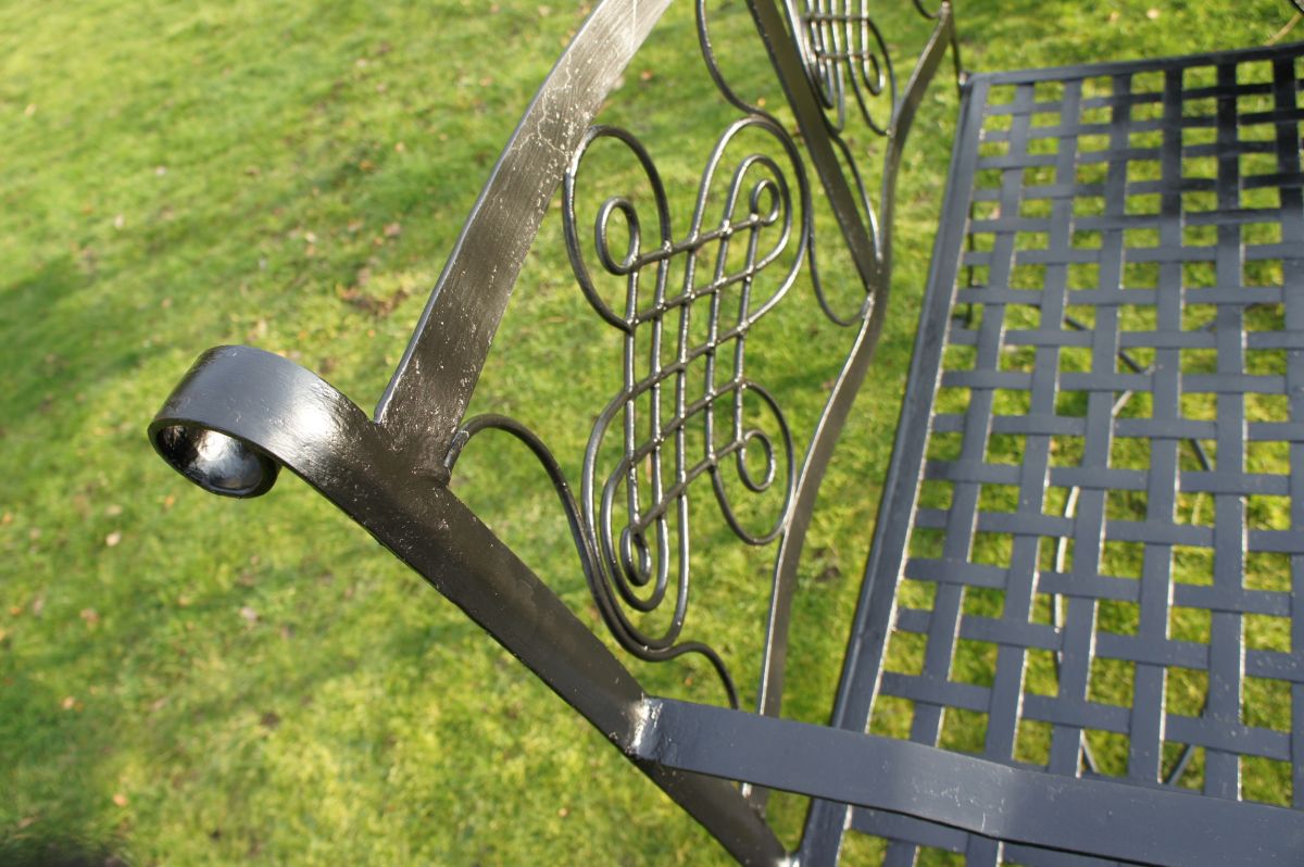 Grey Wrought Iron Garden Bench Details