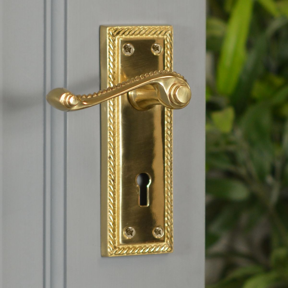 Brass Lever Handle Square Plate With Lock Hole Brass Lever Handle Square Plate With Lock Hole