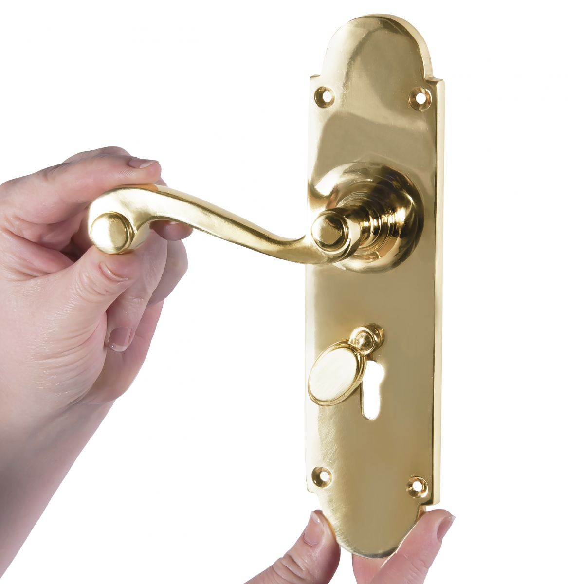 Polished Brass 6 Inch Lever Lock Handles to Scale