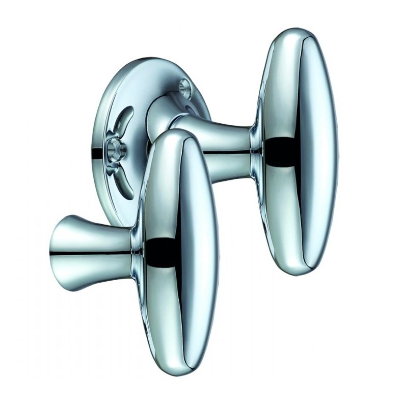 "Diano" Polished Chrome Tapered Oval Rim Knob Set 