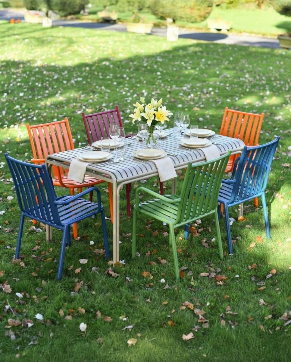 Digital Illustration of the "Chrysolina" Pop Art Six Seat Table and Chair Set Dressed For Dining