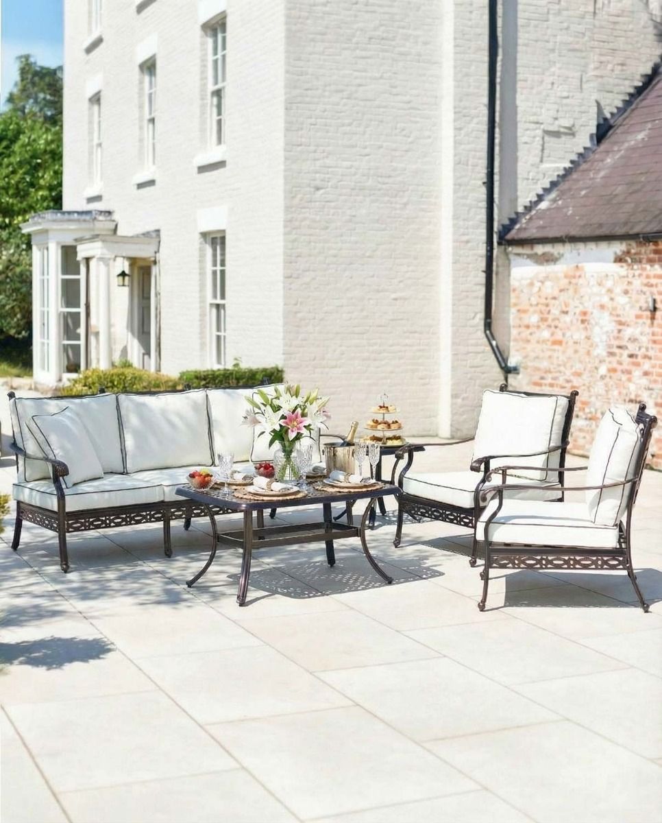 Digital Illustration of the "Elmswood" Outdoor Lounge Set With Sofa Dressed