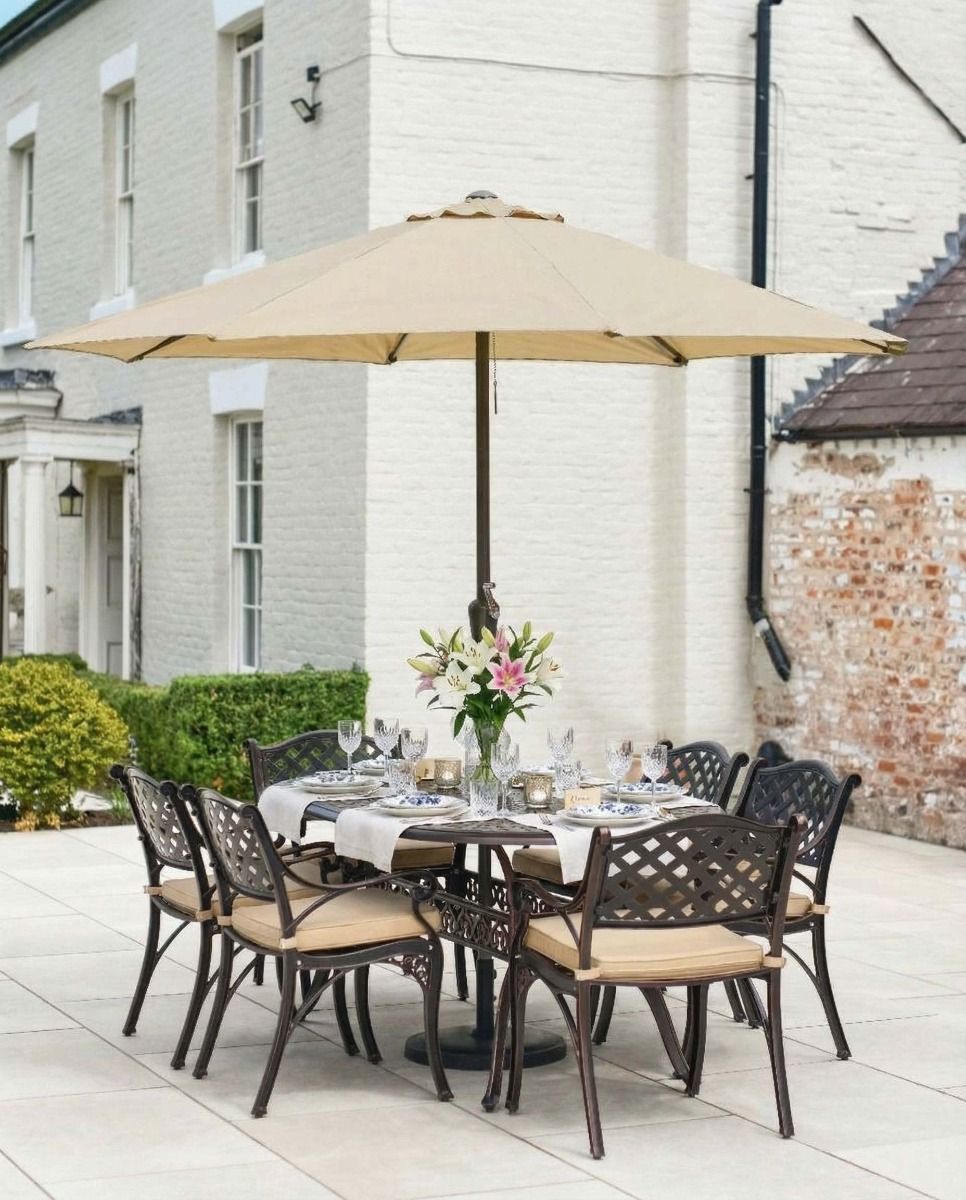 Digital Illustration of the Antique Copper "Montacute" Six Seater Furniture Set Ready For Dining