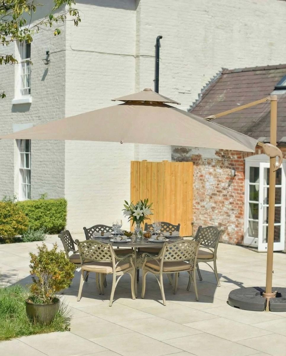 Digital Illustration of the Champagne "Milford" Six Seater Furniture Set Dressed for Dining