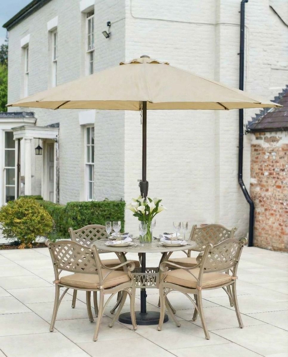 Digital Illustration of the Deluxe “Aether” Outdoor Four Seater Garden Table & Chair Dressed For Dining