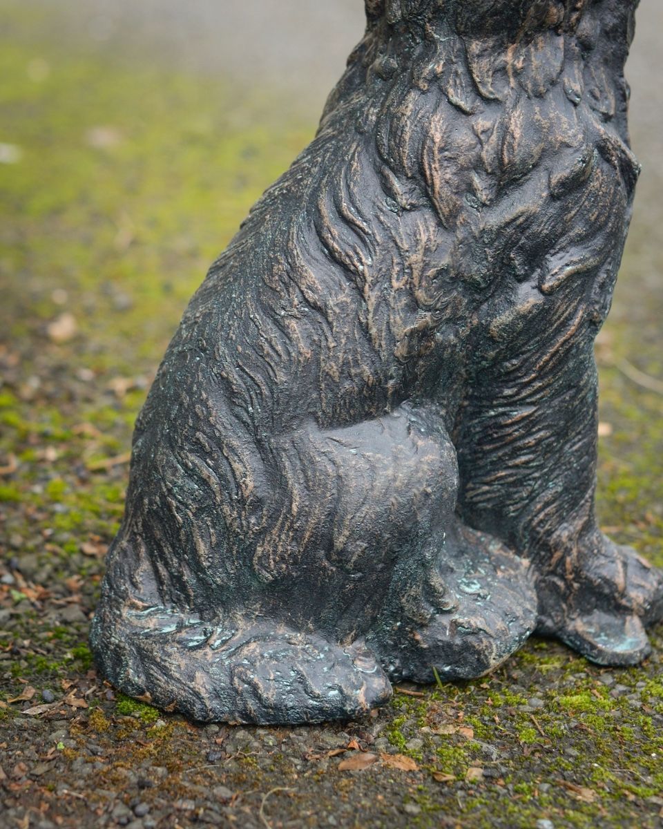 Digital illustration of ‘Baxter’ the Yorkshire Terrier Garden Sculpture in Cast Aluminium - Verdigris close of of body