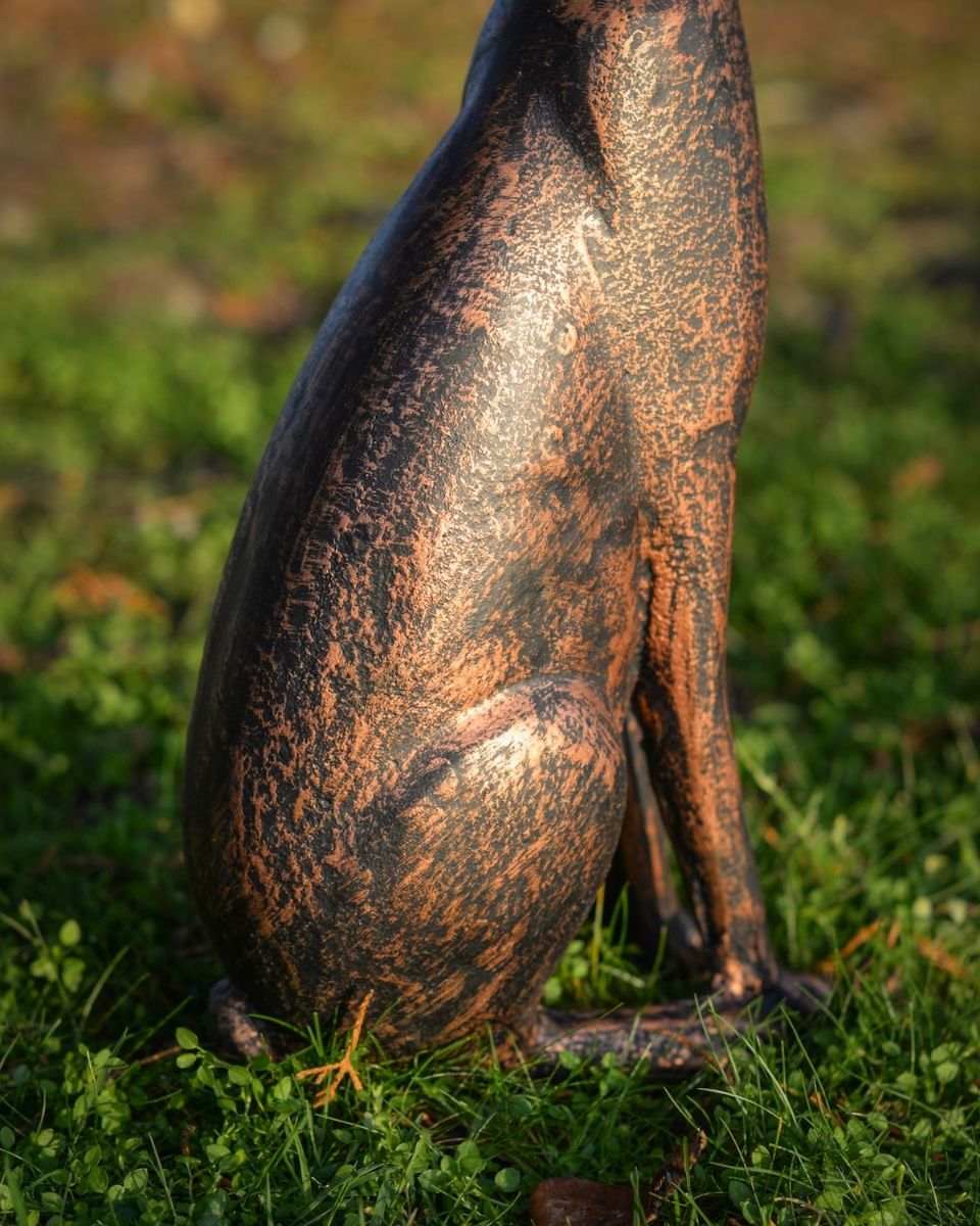 Digital illustration of a Copper ‘Blossom’ the Cast Aluminium Rabbit Garden Sculpture with a close up of the side of the body