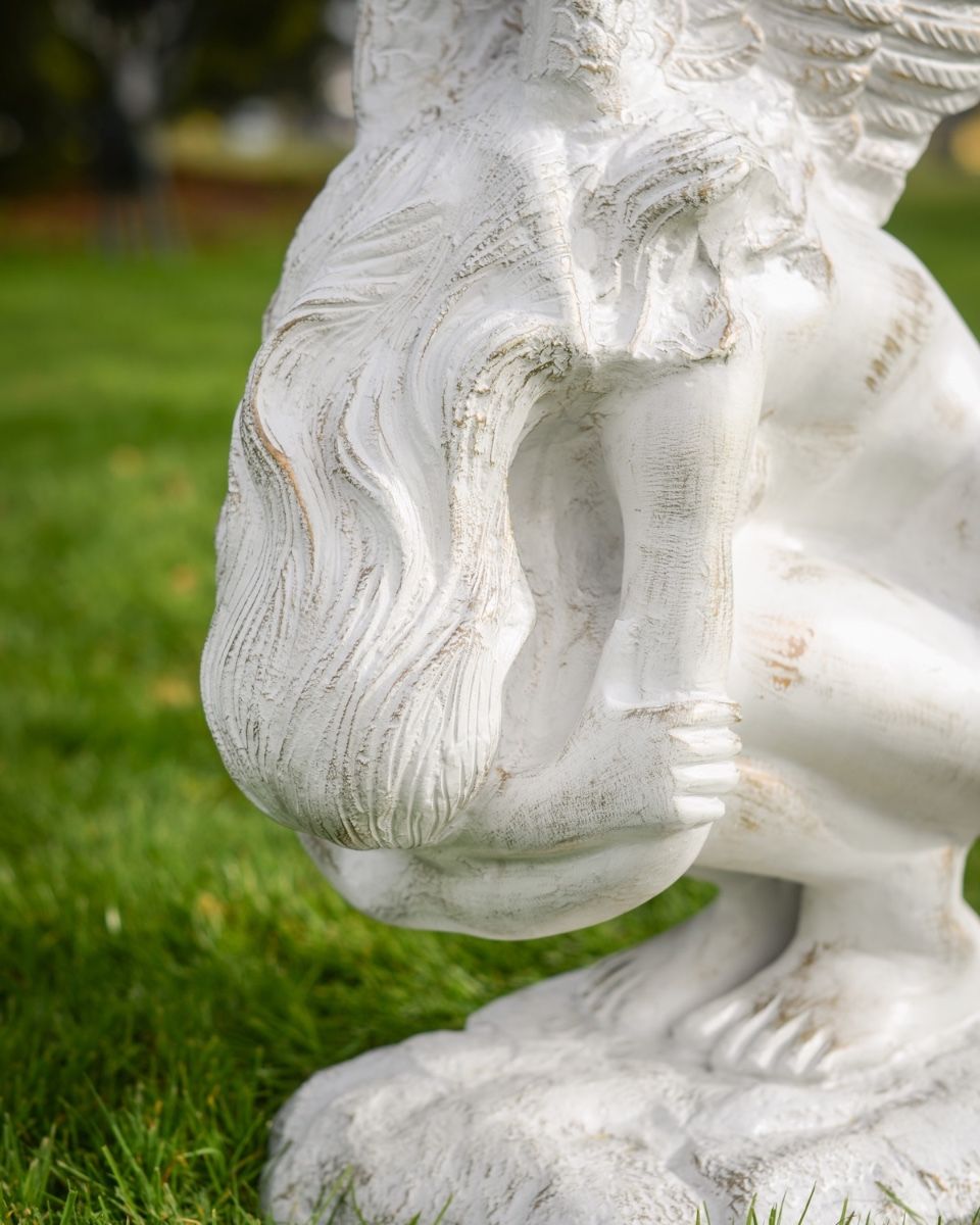 Digital illustration of ‘Solitude’ Angel Garden Sculpture in Cast Aluminium close up of head