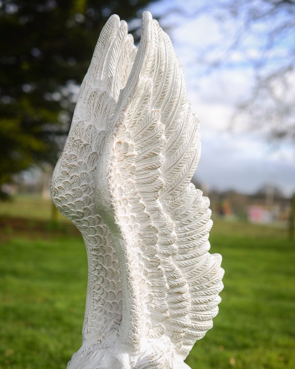 Digital illustration of ‘Solitude’ Angel Garden Sculpture in Cast Aluminium close up of wings